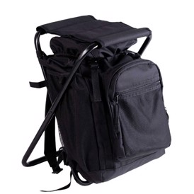 Sort rygsæk med indbygget stol