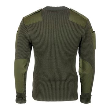 Dansk Militær Commando Pullover med Flag, 80% Uld, Grøn set bagfra