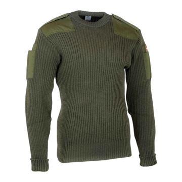 Dansk Militær Commando Pullover med Flag, 80% Uld, Grøn set fra vinkel