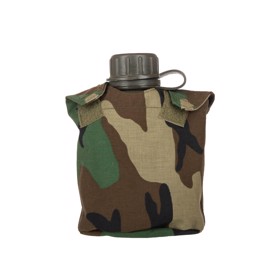 Militær feltflaskesæt med plastflaske og nylon hylster