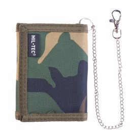 Pengepung i Woodland Camouflage med sikkerhedskæde fra Mil-Tec