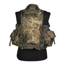Mil-Tec Tactical Vest med 9 lommer set i farven Flecktarn Camouflage bagfra