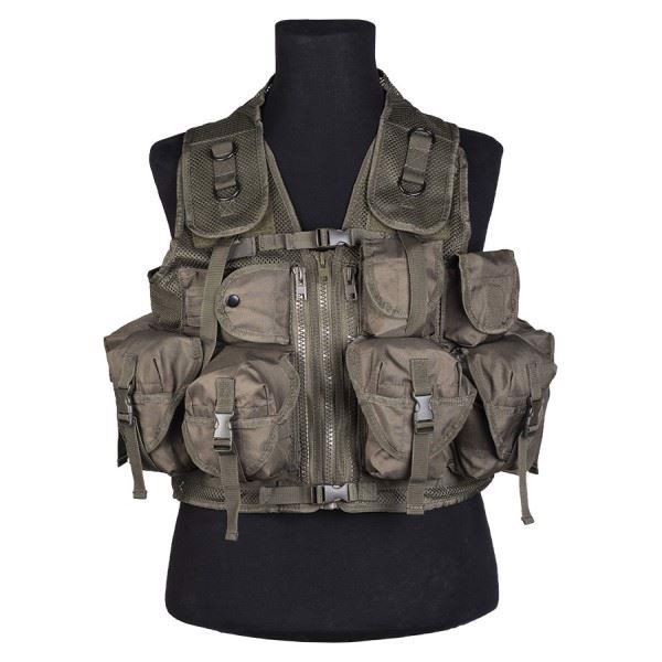 Mil-Tec Tactical Vest med 9 lommer set i farven Oliven