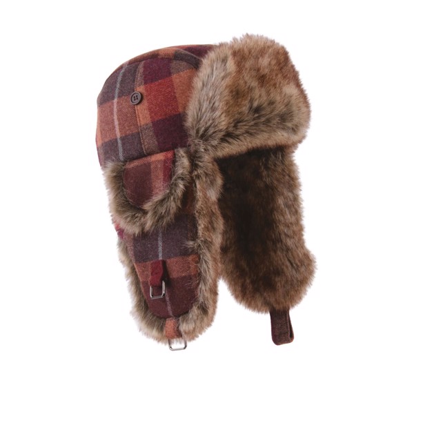 MJM vinterhue faux fur bordeaux check tern