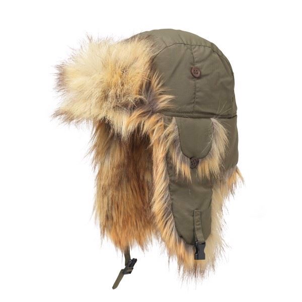 MJM Vinterhue Recycled Taslan Faux Fur, Army-Natural, M