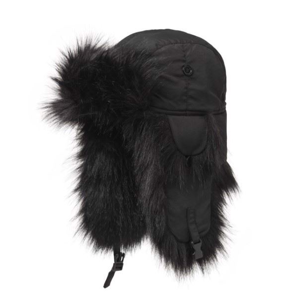 MJM Vinterhue Recycled Taslan Faux Fur, Sort-Sort, XL