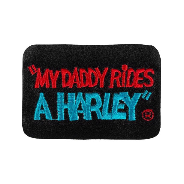 Broderet lædermærke My Daddy rides a Harley 