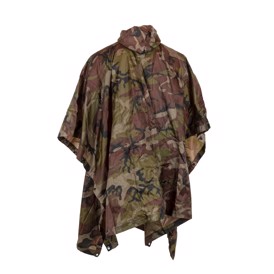 Poncho med woodland camouflage