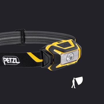 Petzl ARIA 1 Pandelampe, 350 Lumen, Sort-Gul set med detaljer for lysvinkel