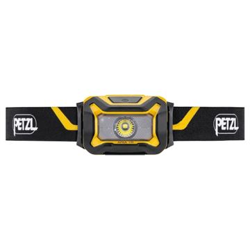Petzl ARIA 1R Pandelampe, Genopladelig, 475 Lumen, Sort-Gul set forfra