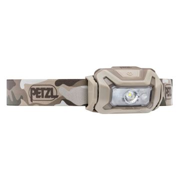 Petzl ARIA 1R RGB Pandelampe, Genopladelig, 475 Lumen, Camo set fra vinkel