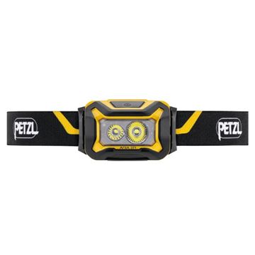 Petzl ARIA 2R Pandelampe, Genopladelig, 625 Lumen, Sort-Gul set forfra