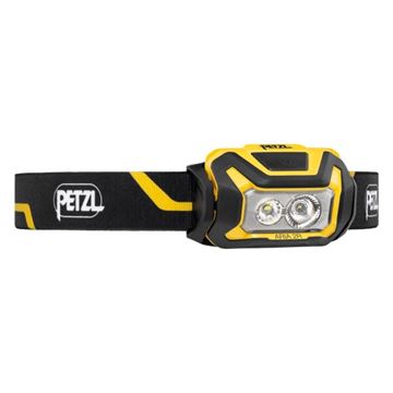 Petzl ARIA 2R Pandelampe, Genopladelig, 625 Lumen, Sort-Gul set fra vinkel