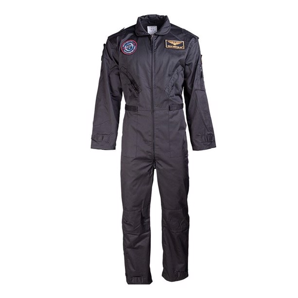 Pilotdragt med Top Gun Patch til Børn, Sort, 140