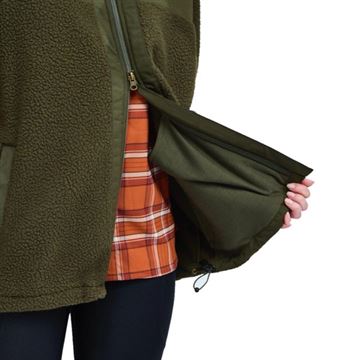 Pinewood Pile Fleece Jakke til Dame set i farven Moss Green med detaljer ved 2-vejs lynlås