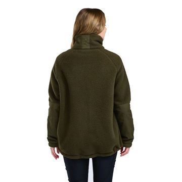 Pinewood Pile Fleece Jakke til Dame set i farven Moss Green bagfra på person
