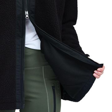 Pinewood Pile Fleece Jakke til Dame set i farven Sort med detaljer ved 2-vejs lynlås
