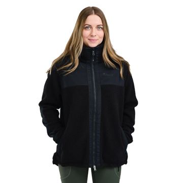 Pinewood Pile Fleece Jakke til Dame set i farven Sort på person forfra