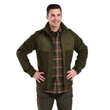 Pinewood Pile Fleece Jakke til Herre set i farven Moss Green på person forfra