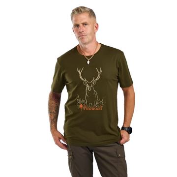 Pinewood Red Deer T-shirt, Herre med motiv af kronhjort set på person