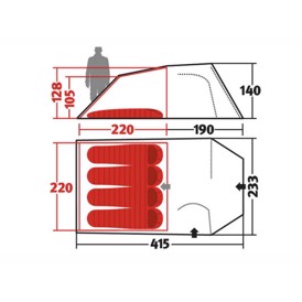 Grundplan for Intrepid 4 familietelt