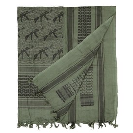 Shemagh med print af AK i farven Coyote og Sort med detaljer
