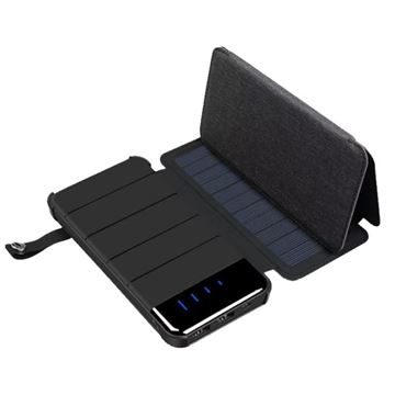Powerbank med 4 solcellepaneler, 10.000 mAh