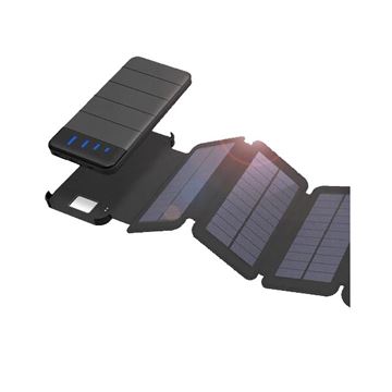 Powerbank med 4 solcellepaneler, 10.000 mAh set udfoldet