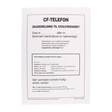 Skilt, "CF-TELEFON", Papir, Sæt med 10 stk, Ubrugt set fra bagside