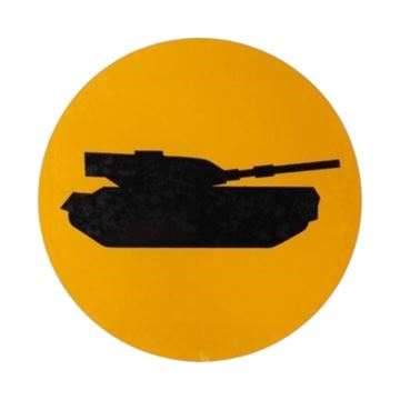 Skilt, DK, bæltekøretøj silhuet, Alu, Ubrugt