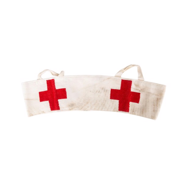 Hvidt bånd fra Røde Kors, originalt og brugt