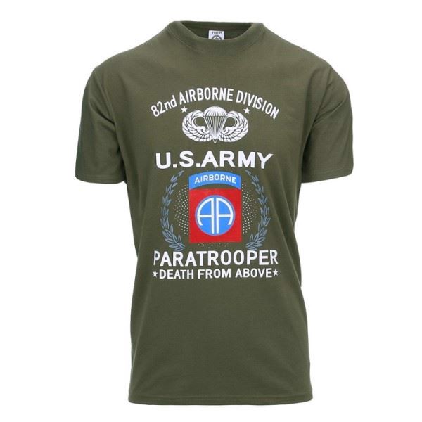 U.S Army Paratrooper T-shirt i farven Oliven med Print