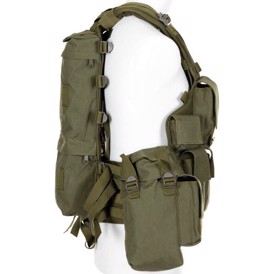 Tactical Kampvest set i farven Oliven fra siden med pouches