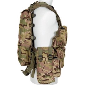 Tactical Kampvest set i farven Operation Camo fra siden med pouches