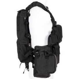 Tactical Kampvest set i farven sort fra siden med pouches