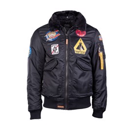 Top Gun Pilotjakke med pelskrave i farven Sort