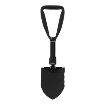 Foldespade med savtakker og nylon hylster, Sort 