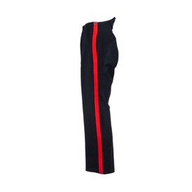 Mørkeblå britiske uniformsbukser med røde striber