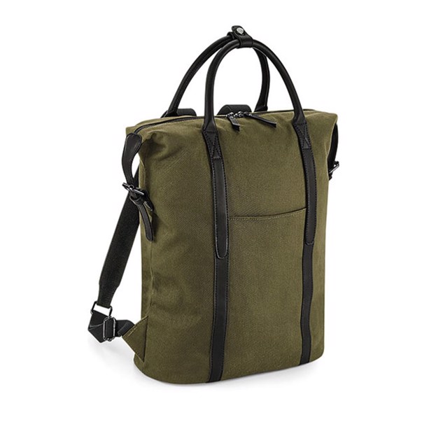 Alsidig taske som kan bæres i hånden eller på ryggen