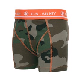 101 INC U.S Army Boksershorts i Woodland Camo med orange elastikkant til børn