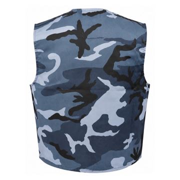 Vest med 2 Lommer, Blå Camouflage, Ubrugt set bagfra