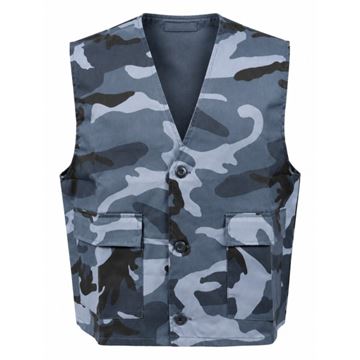 Vest med 2 Lommer, Blå Camouflage, Ubrugt