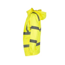 Aftagelig hætte på gul sikkerhedsjakke 