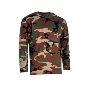 Langærmet t-shirt i woodland camouflage