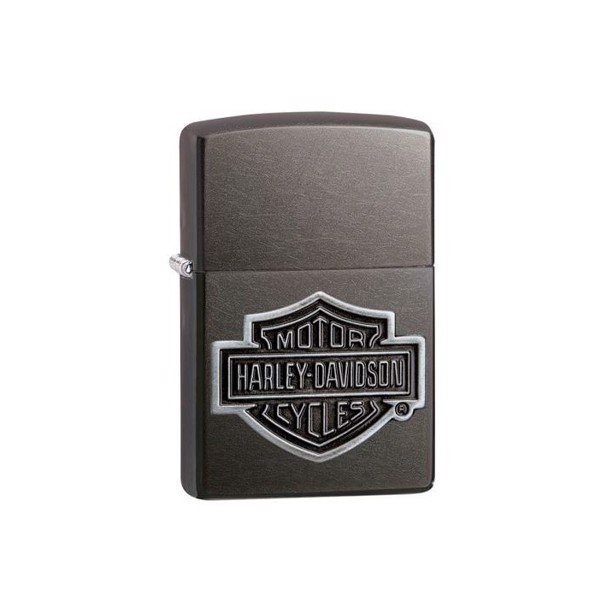 Blank Zippo med Harley-Davidson metalskilt