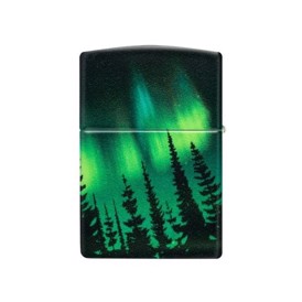 Zippo Lighter med Motiv af Nordlys, Aurora Borealis set på bagside