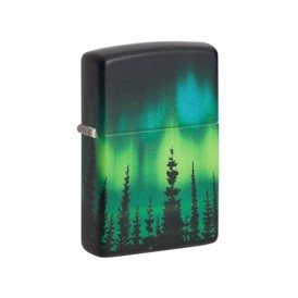 Zippo Lighter med Motiv af Nordlys, Aurora Borealis set i vinkel
