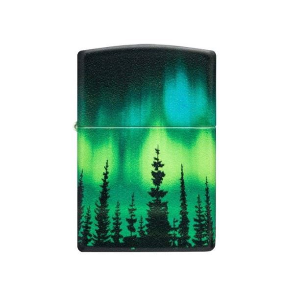Zippo Lighter med Motiv af Nordlys, Aurora Borealis