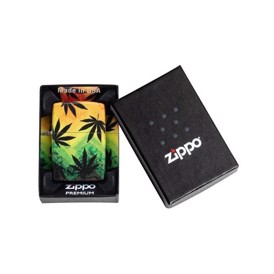 Zippo Lighter med Cannabis Design set i gaveæske