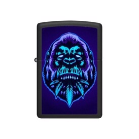 Zippo Lighter med Cannabis Gorilla Design set i uv lys